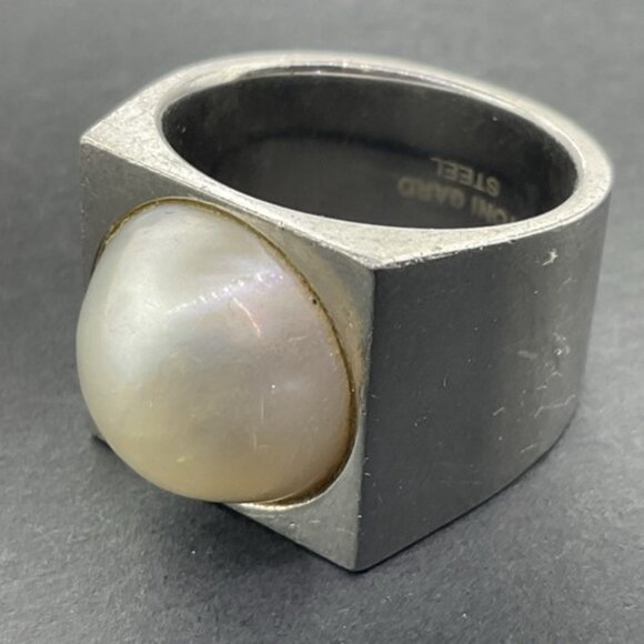 Toni Gard Stainless Steel Pearl Ring Size 7.75 - Picture 4 of 7